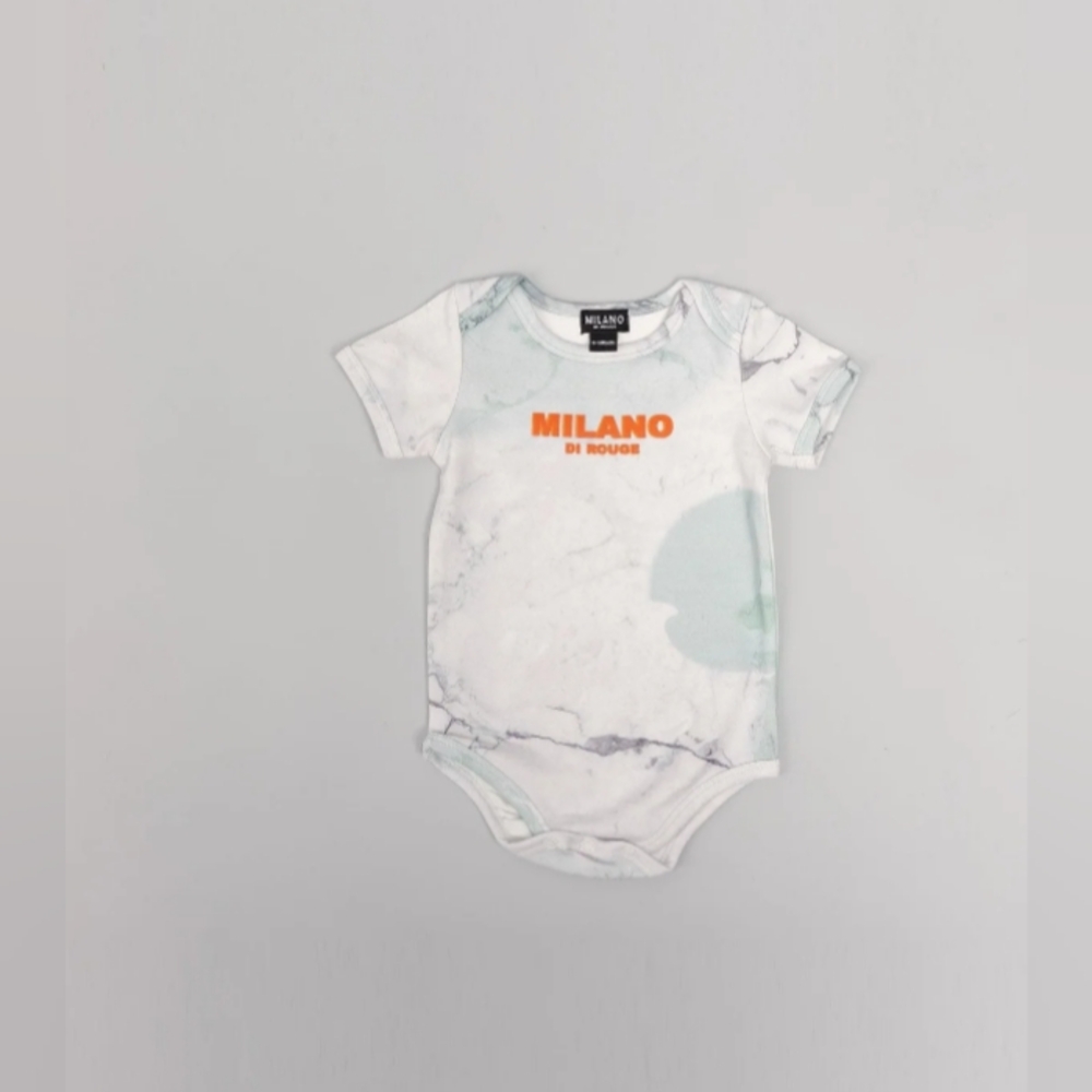 Milano Di Rouge Signature Short Sleeve Onesie| 3-6 Mo. | Marble
